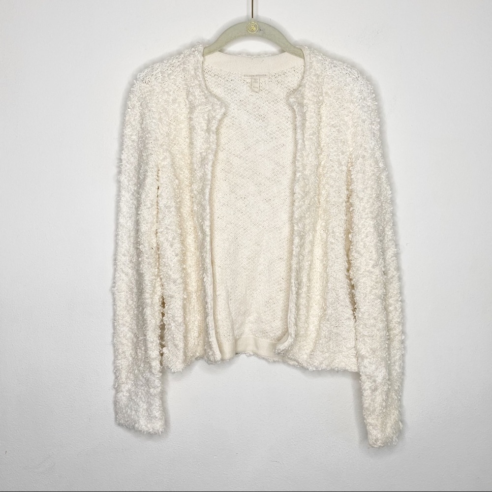 Eileen Fisher ivory popcorn organic cotton cardigan